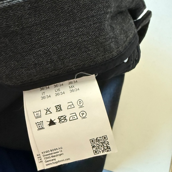 HUGO BOSS Maine Straight Leg Charcoal Herringbone 5 Pocket Pants Mens 36 x 34 - Picture 6 of 13